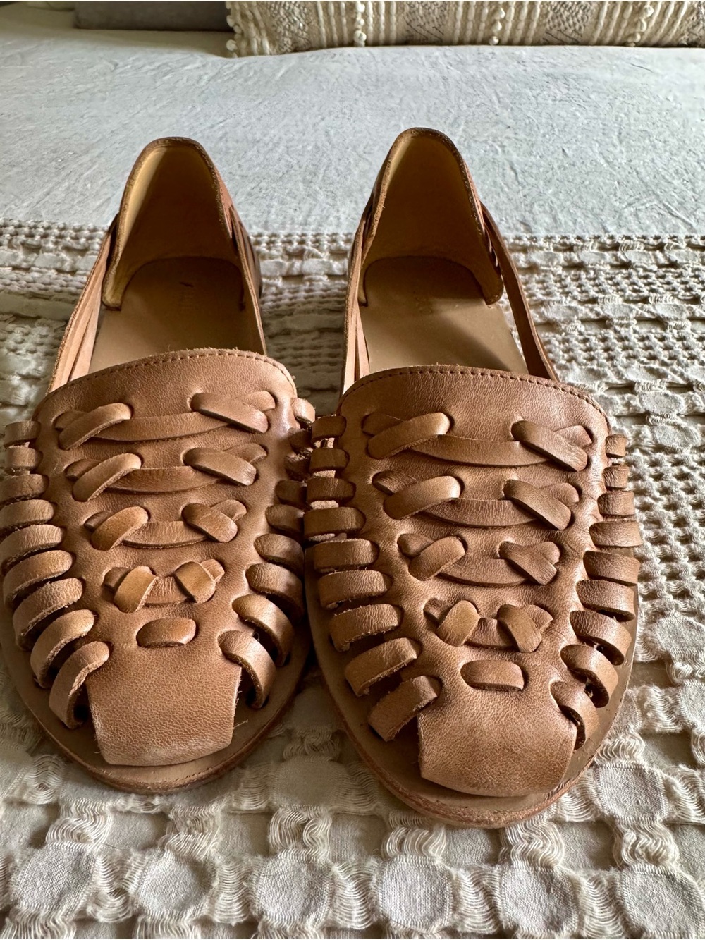 Nisolo Tan Leather Huarache Sandals - Picture 8 of 11